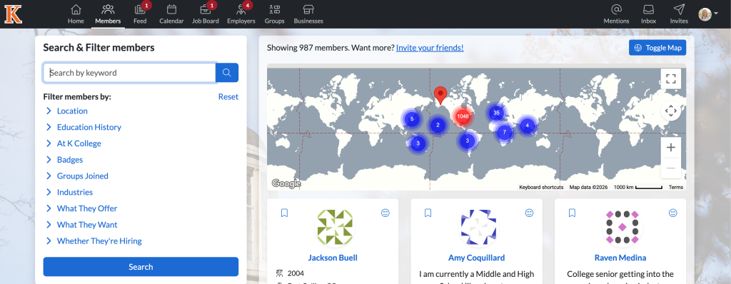Inside the KConnect Student/Alumni Networking Platform